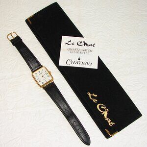Le Chat 1993 Quartz Ladies WATCH, Gold Tone,Leather Strap,Soft Case,Nds Batt C27